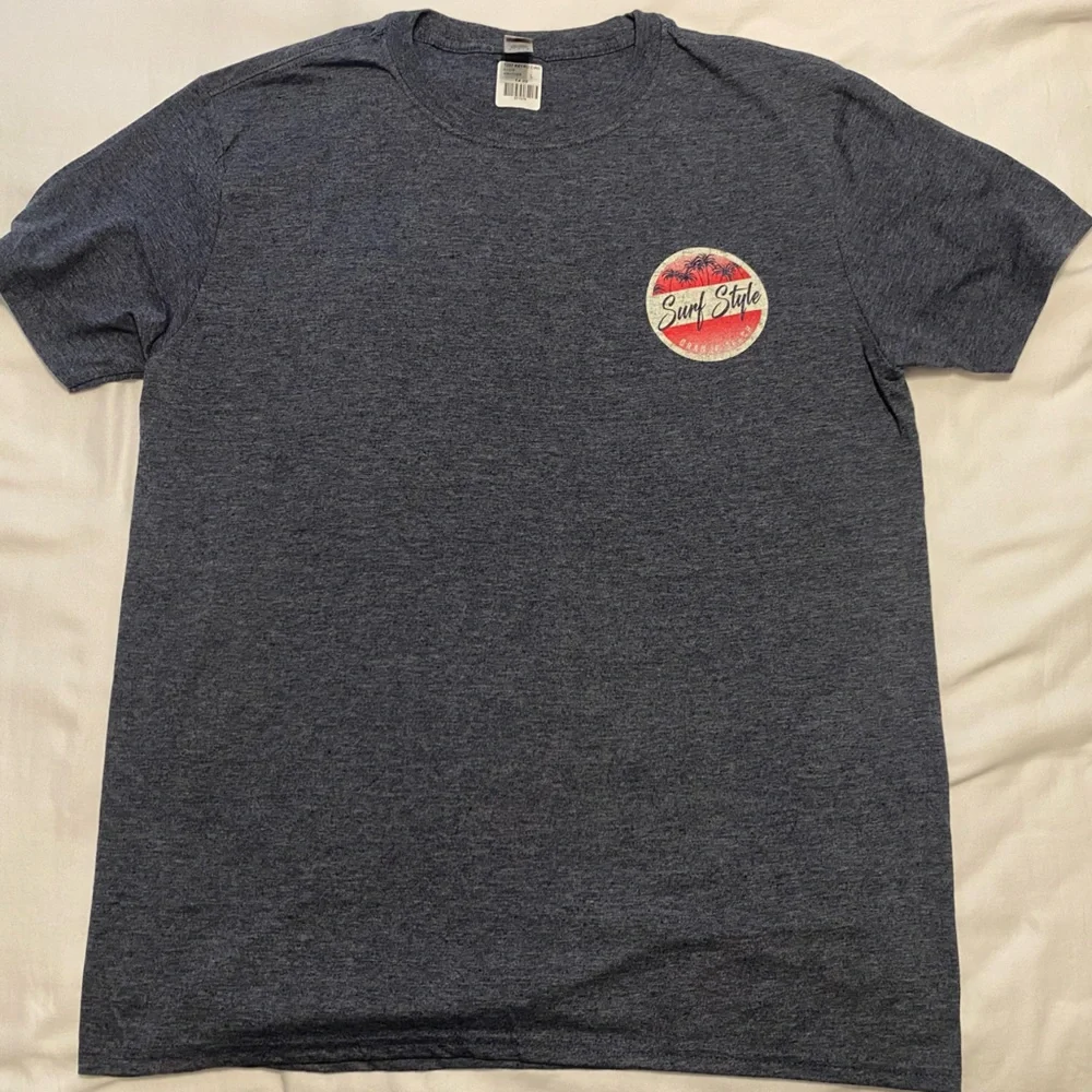 NEW Softstyle Charcoal Surf Style Orange Beach Alabama Graphic Tee Size L - Picture 1 of 5